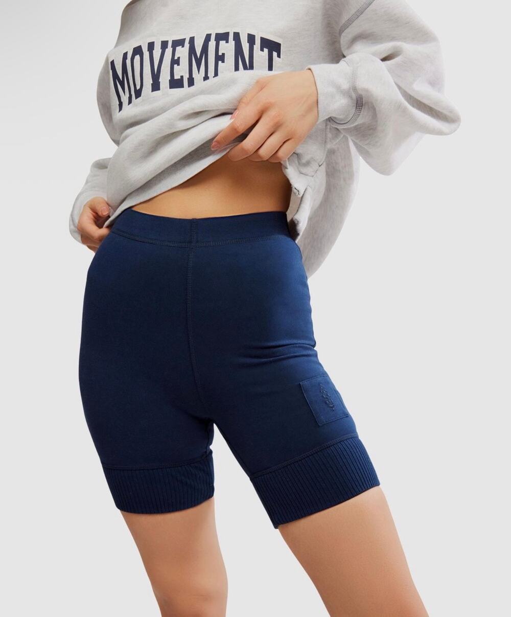 FP Movement Free People Size Medium High Waist Victory Bike Shorts | Navy